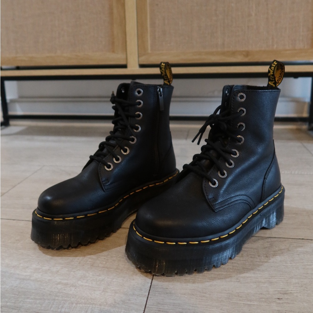 Dr. Martens Black Combat Boots with Platform Sole